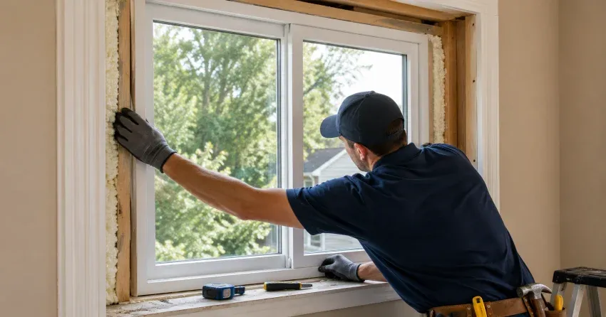 close-up of Low-E glass coating on an insulated window Midland