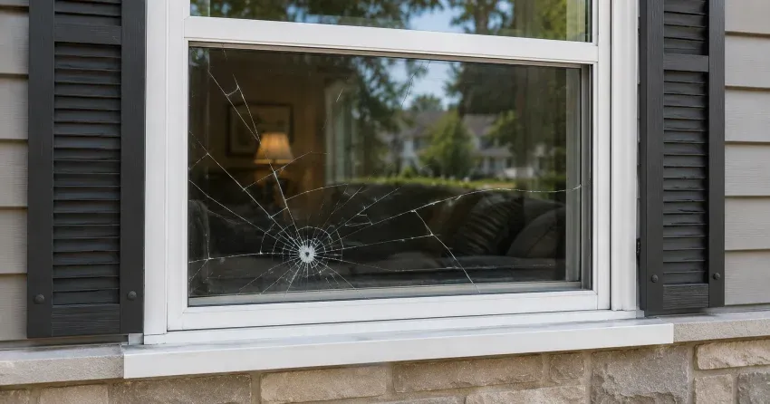 technician measuring window opening for emergency glass replacement Midland