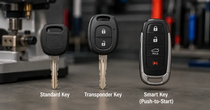 technician cutting a transponder ignition key in Midland