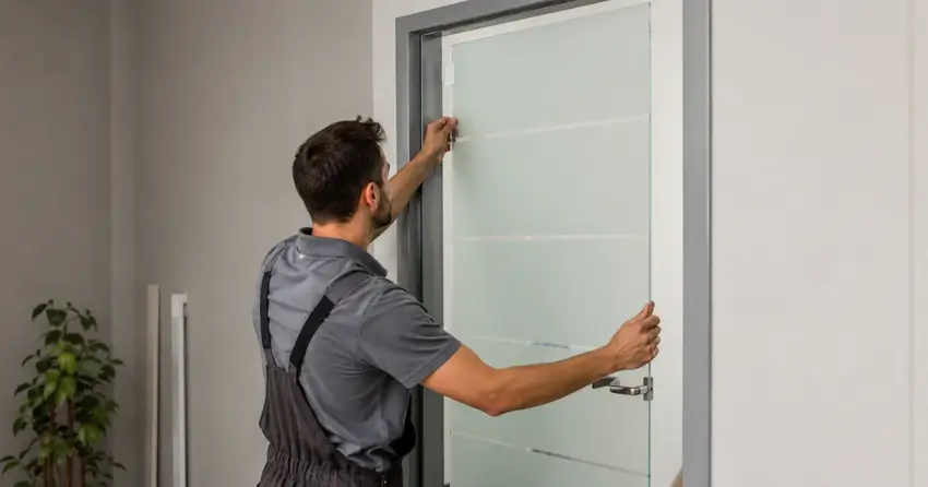 frosted glass interior door panel installation in Midland Point, Midland