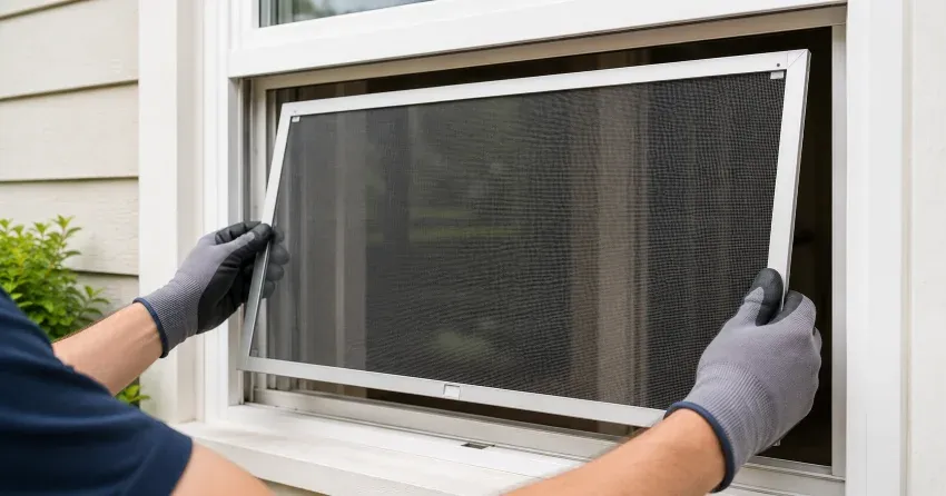 technician repairing a window sash and balance system in Leeshore Estates, Midland